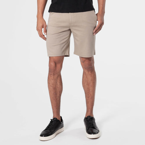 Khaki Short chino en tricot confort kaki de 23 cm