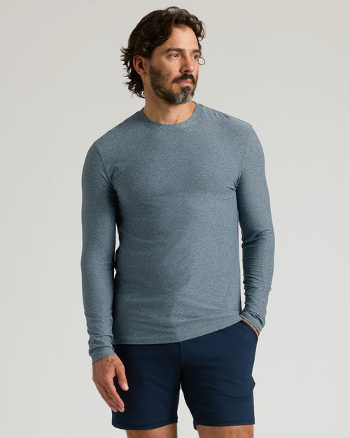 Heather Navy Heather Navy Active Long Sleeve Crew T-Shirt