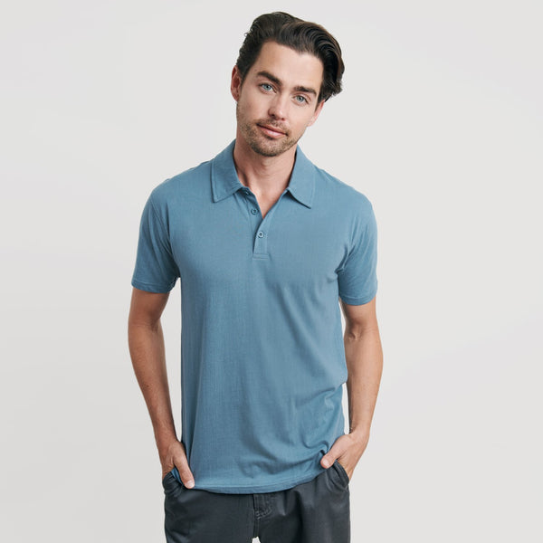 Man Wearing True Classe Bluestone Polo