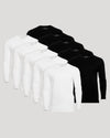 Black & White Classic Long Sleeve Crew Neck 10-Pack, staggered display.