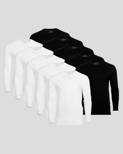 Black & White Classic Long Sleeve Crew Neck 10-Pack
