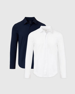 True ClassicNavy and White Commuter Long Sleeve Shirt 2-Pack