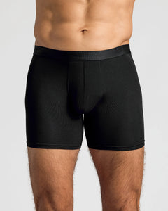 True ClassicBlack Boxer Briefs 12-Pack showcasing form-fitting design and supportive 3D pouch.