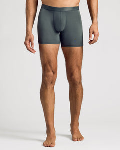True ClassicBlack Friday Door Buster Boxer Brief 12-Pack: muted green/gray, mid-thigh fit.