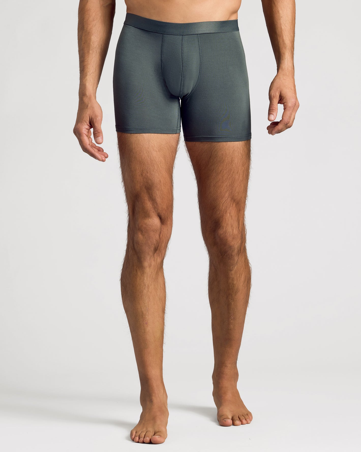 Black Friday Door Buster Boxer Brief 12-Pack: muted green/gray, mid-thigh fit.