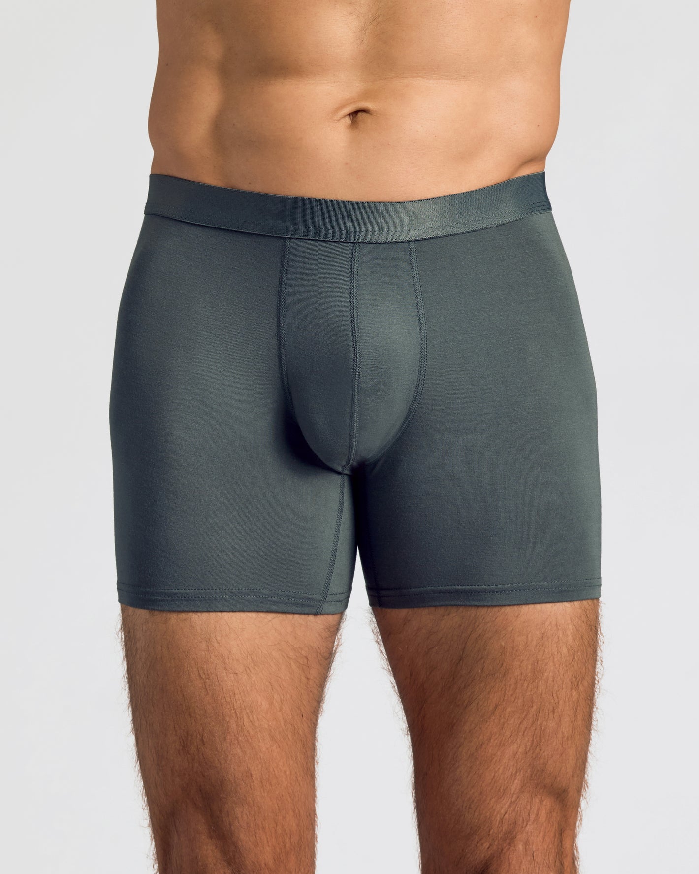 Combo Boxer Briefs 12-Pack featuring snug fit, gray-green tone, visible stitching.