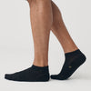 Black Ankle Socks 6-Pack, featuring seamless toes and gold logo.