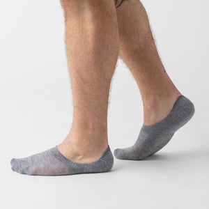 True ClassicHeather Gray Never Show Socks worn, showcasing fit and seamless design.
