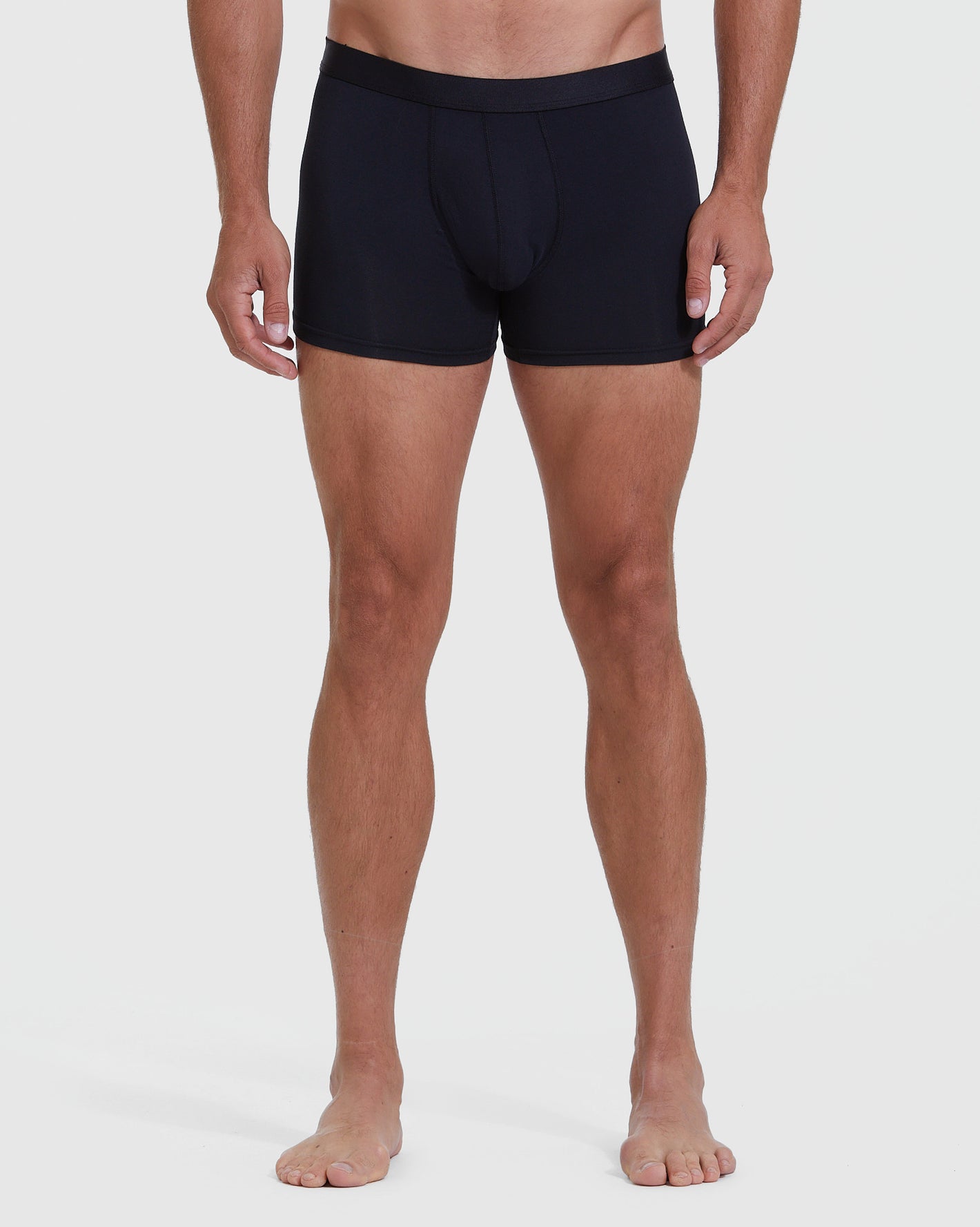 Man wearing Try 1 of Everything 4-Pack black boxer-briefs.