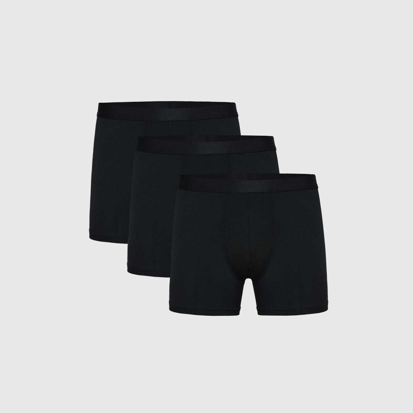 The Variety 8-Pack: three black boxer-briefs on a neutral background.