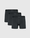 Carbon Boxer Trunks 3-Pack, staggered display of soft, flyless briefs.