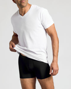 True ClassicModel wearing Black Boxer Trunks, showcasing stretchy waistband and snug fit.
