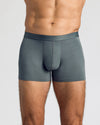 Carbon Boxer Trunks 12-Pack showcasing gray, soft, supportive design.