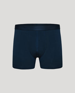 True ClassicNavy Boxer Trunk with 3D pouch on light gray background.