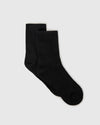 Black Half Crew Socks 6-Pack laid flat, showcasing seamless toe and contour seam.