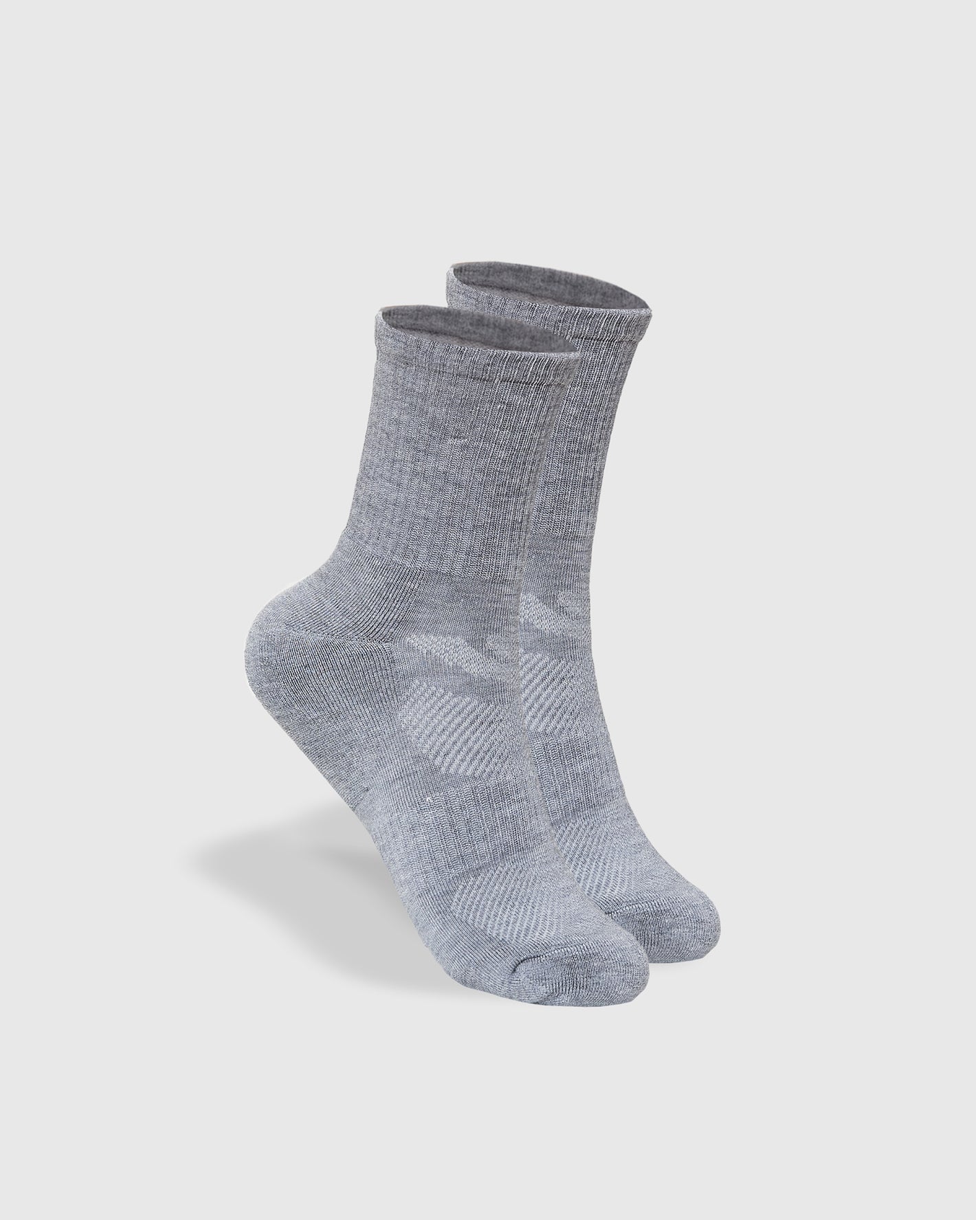 Heather Gray Half Crew Socks 6-Pack, featuring ribbed cuffs and textured knit.