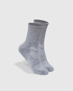 True ClassicHeather Gray Half Crew Socks 12-Pack displayed on a plain background.
