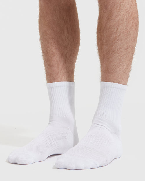 White Half Crew Socks 12-Pack