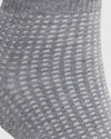Heather Gray Active Crew Socks close-up, featuring waffle-knit texture and Y-stitched heel.