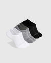 Combo Active No Show Socks 3-Pack with perforated tops in white, gray, black.