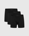 Black Boxer Briefs W/ Fly 3-Pack arranged on a light-gray background.