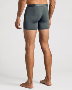 True ClassicCarbon Boxer Briefs W/ Fly 12-Pack, dark gray, seamless, mid-thigh length.
