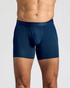 True ClassicNavy Boxer Briefs W/ Fly 12-Pack on model's lower torso.
