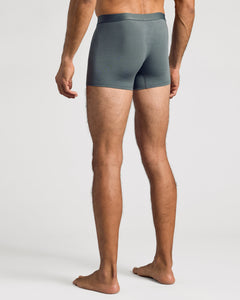 True ClassicCarbon Boxer Trunks W/ Fly 3-Pack showcased on model, highlighting fit.