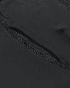 True ClassicCarbon Boxer Trunks W/ Fly detail showing stretch-knit black fabric seam.