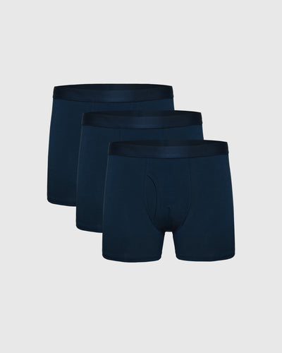 Navy Boxer Trunks W/ Fly 3-Pack
