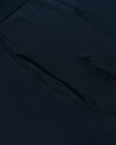 True ClassicNavy Boxer Trunks W/ Fly 6-Pack, close-up of stitched fly detail.