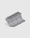Heather Gray No Show Socks 3 Pack 2 0 arranged neatly.