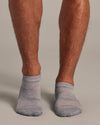 Heather Gray No Show Socks 3 Pack 2 0 on feet.