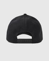 Back of Black All Purpose Logo Cap with vented fabric and snap-closure.