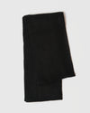 Black Sweater Scarf laid flat, showcasing rib-knit texture.