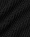 Black Sweater Scarf, close-up of ribbed knit fabric texture.
