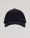 Black Active Running Cap with curved brim, six-panel design against light-gray background.