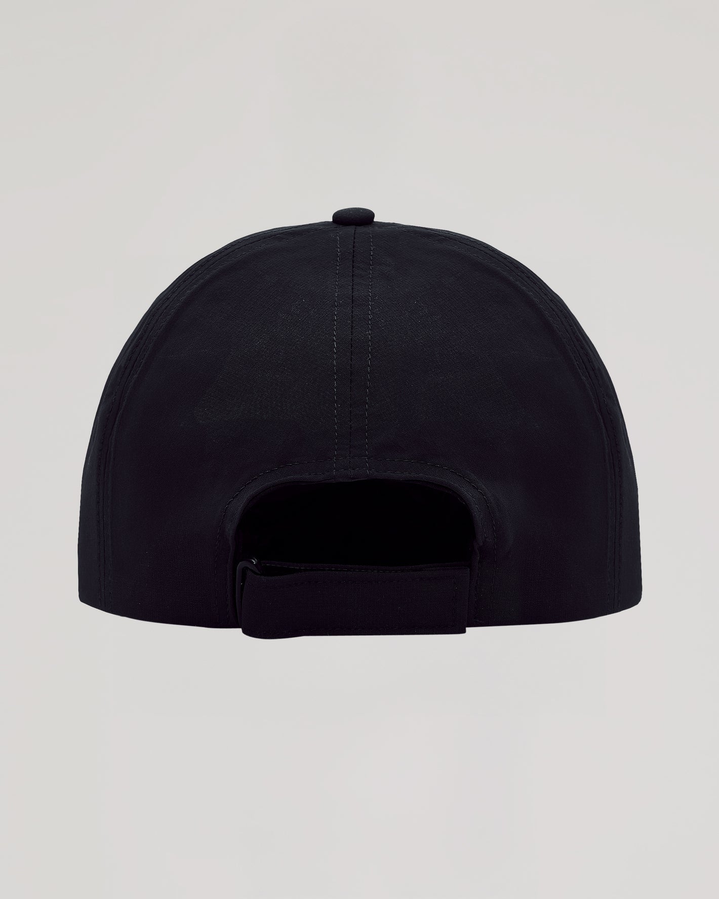 Black Active Running Cap with adjustable strap and ponytail opening.