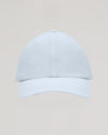 White Active Running Cap, breathable six-panel design, adjustable fit, sun protection.