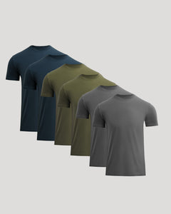 True ClassicClassic Crew Neck 6-Pack T-shirts displayed in overlapping rows.