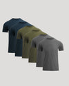 Classic Crew Neck 6-Pack T-shirts displayed in overlapping rows.
