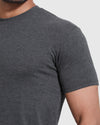 Man wearing Charcoal Heather Gray Classic Crew Neck T-shirt.