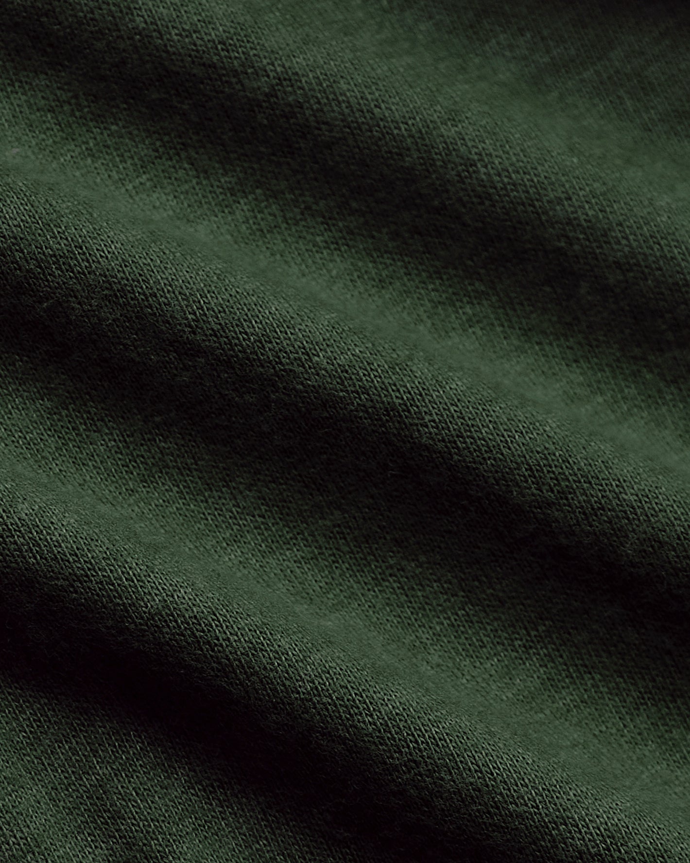 Dark Heather Olive Classic Crew Neck, close-up of soft, textured fabric.