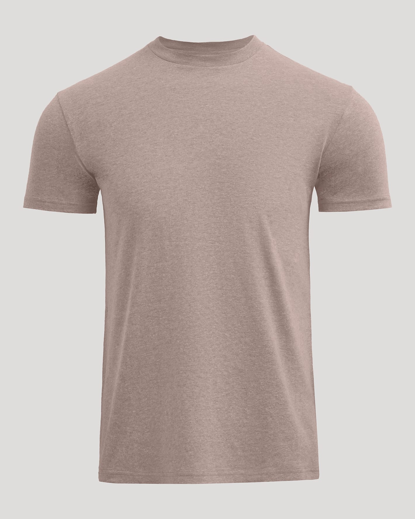Dark Heather Truffle Classic Crew Neck T-shirt displayed flat.