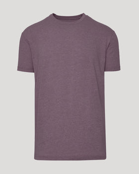 Dark Heather Amethyst Classic Crew Neck T-shirt against a neutral background.