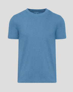 True ClassicDark Heather Blue Lake Classic Crew Neck T-shirt, heathered blue, laid flat.