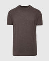 Heather Dark Oak Crew Neck T-Shirt, front view, short-sleeve, athletic fit.