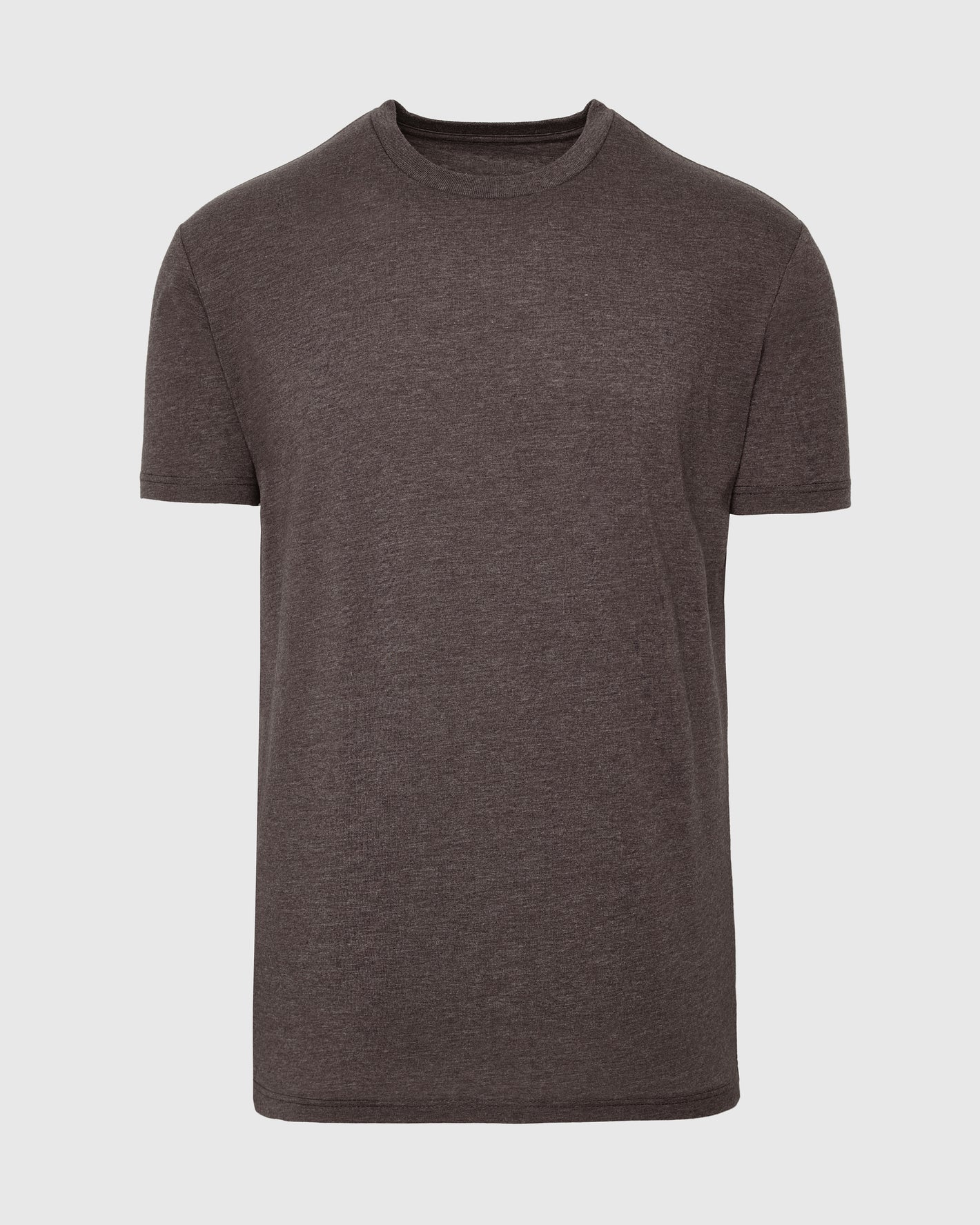 Heather Dark Oak Crew Neck T-Shirt, front view, short-sleeve, athletic fit.