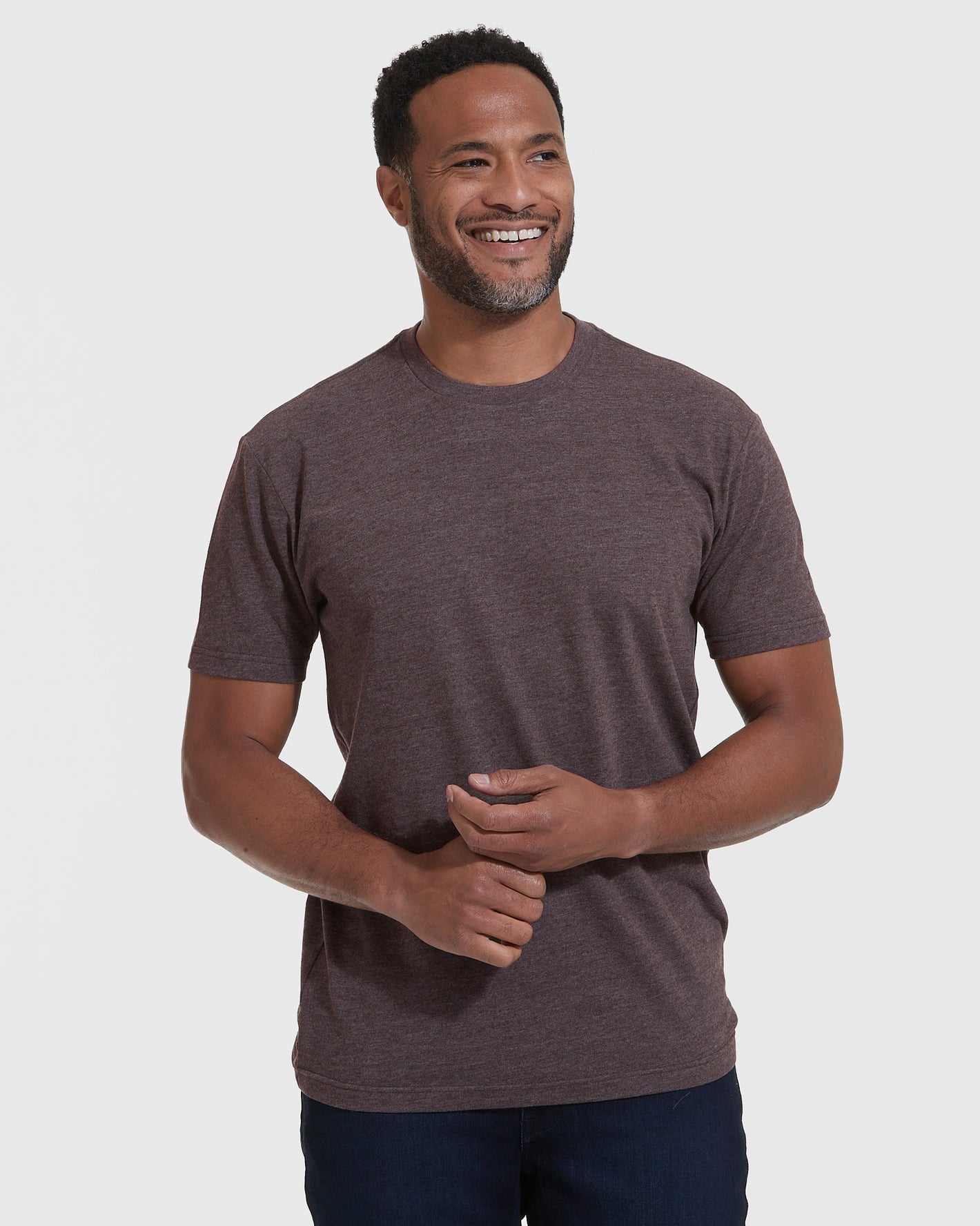 Man wearing CombinedListingTest Classic Crew Neck T-shirt, smiling.
