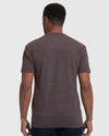 Man in Heather Dark Oak Crew Neck T Shirt, back view.